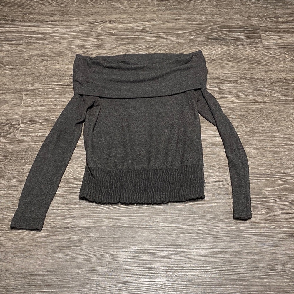 Charcoal Gray Off The Shoulder Sweater